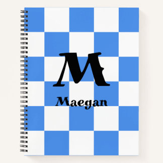 Blue Chequered Pattern Background Notebook