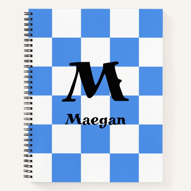 Blue Chequered Pattern Background Notebook (Front)