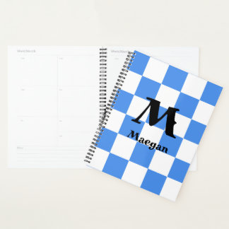 Blue Chequered Pattern Background Planner