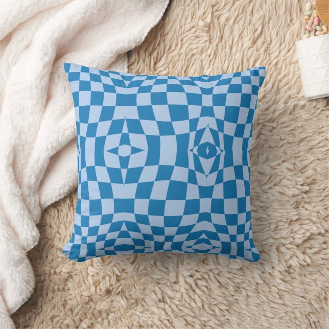 Blue Chequered Pattern Throw Pillow (Blanket)