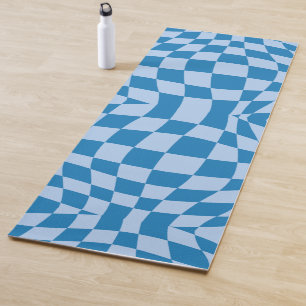 Blue Chequered Pattern Yoga Mat