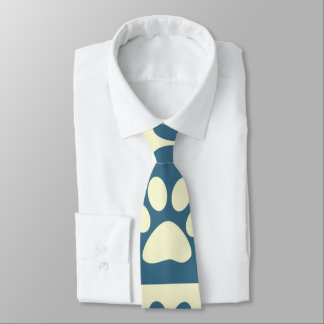 Blue Chequered Paw Pattern Tie