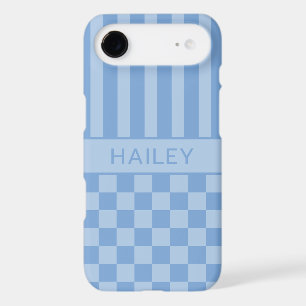 Blue Chequered Striped Personalized