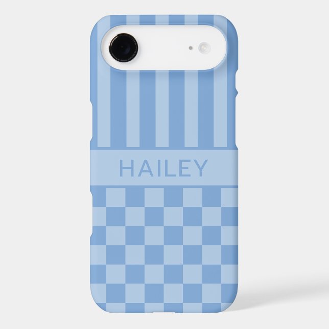 Blue Chequered Striped Personalized (Back)