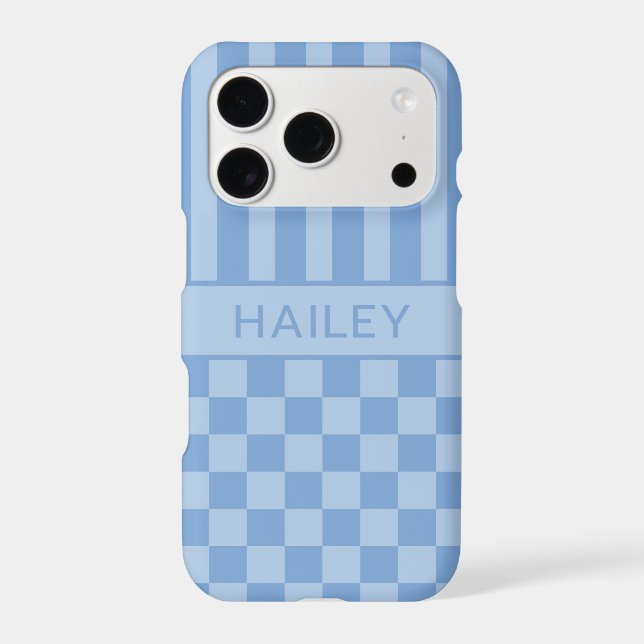 Blue Chequered Striped Personalized (Back)