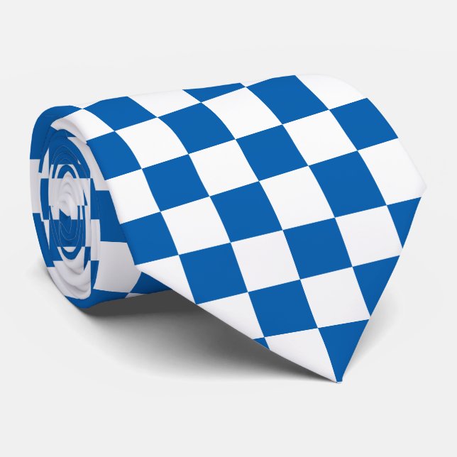 Blue Chequered Tie (Rolled)