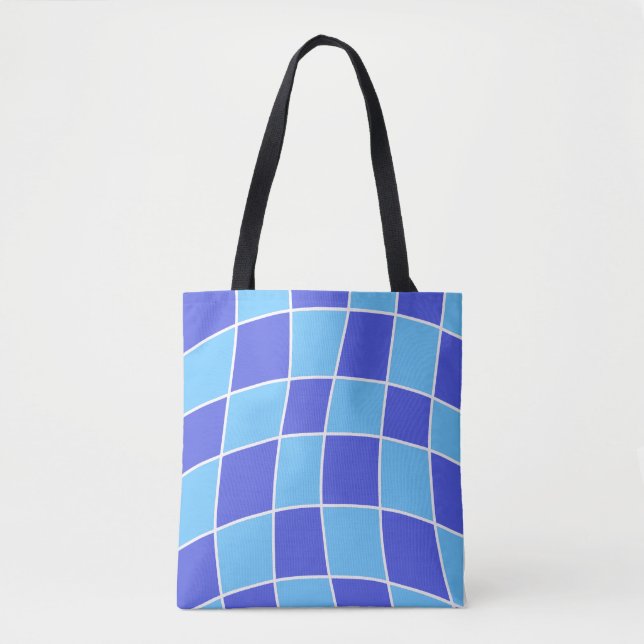 Blue Chequered  Tote Bag (Front)