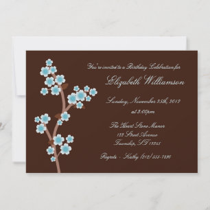 Blue Cherry Blossom Invitations d'anniversaire Bro