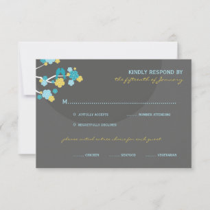 Blue Cherry Blossoms Inséparables mariage carte RS