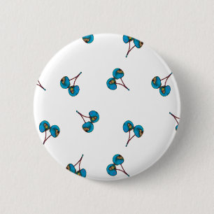 Blue Cherry Pattern 2 Inch Round Button