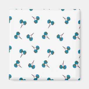 Blue Cherry Pattern Magnet