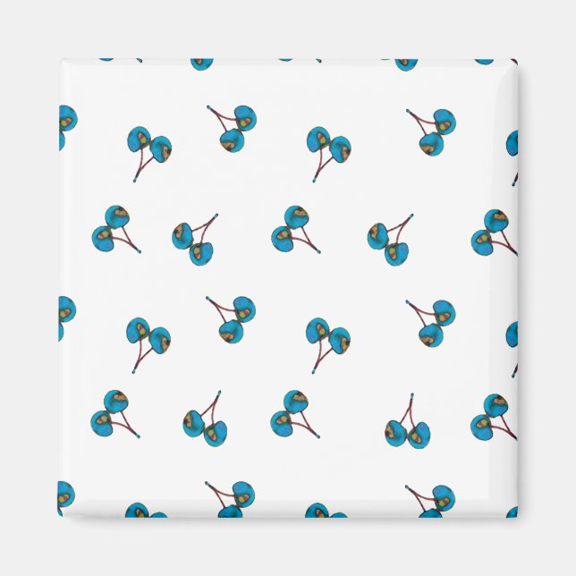 Blue Cherry Pattern Magnet (Front)