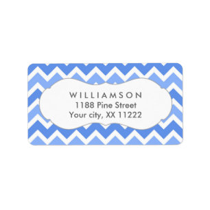 blue chevron address labels baby shower favour tag