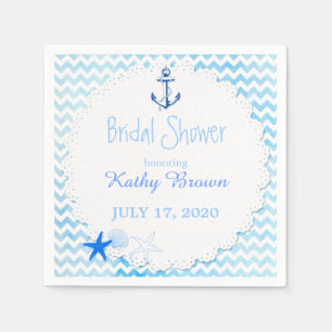 Blue Chevron Anchor Nautical Bridal Shower Napkin