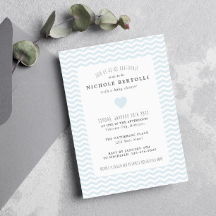 Blue Chevron Baby Shower Invitation