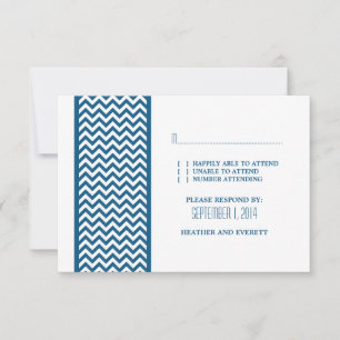 Blue Chevron Border RSVP Card