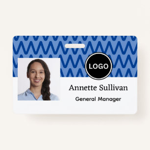 Blue Chevron   Company Logo & Bar code   Employee Badge