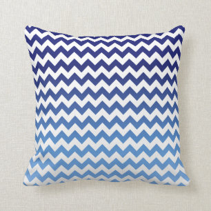 Blue Chevron Ombre Throw Pillow