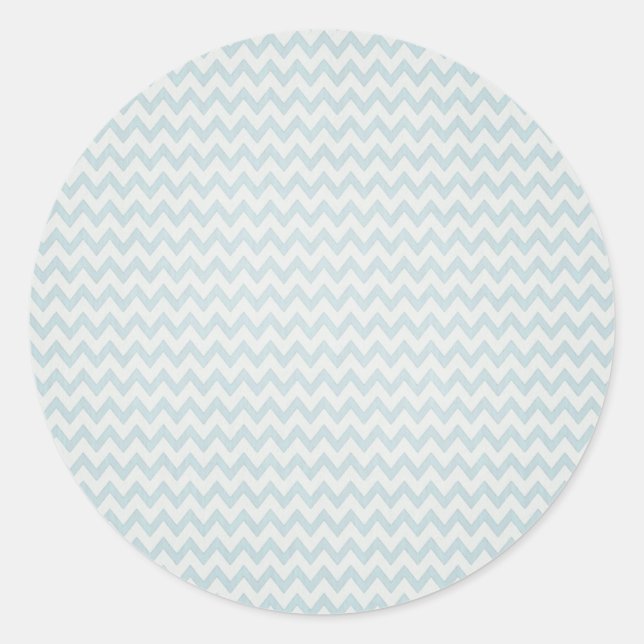 Blue Chevron Pattern Classic Round Sticker (Front)