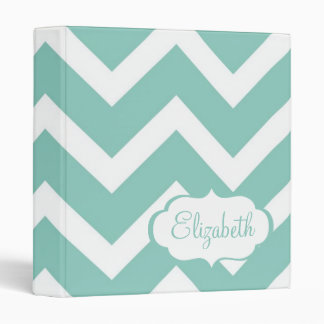 Blue Chevron Pattern Customizable Name Binder