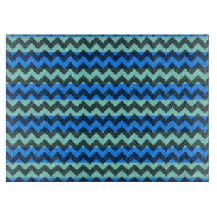 Blue Chevron Pattern Cutting Board