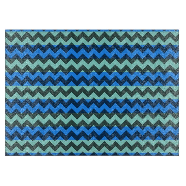 Blue Chevron Pattern Cutting Board (Front)