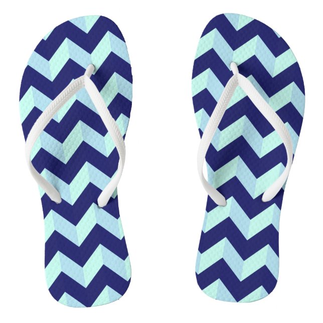 Blue Chevron Pattern Flip Flops (Footbed)