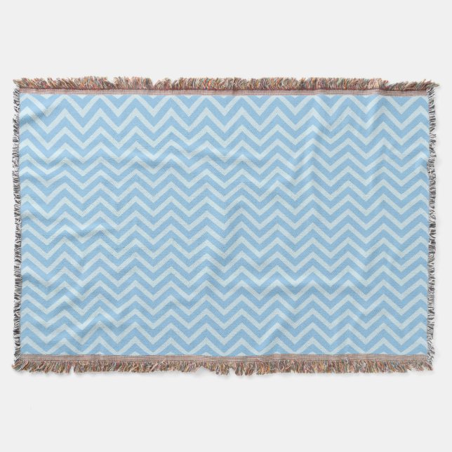 Blue Chevron Pattern Throw Blanket (Front)