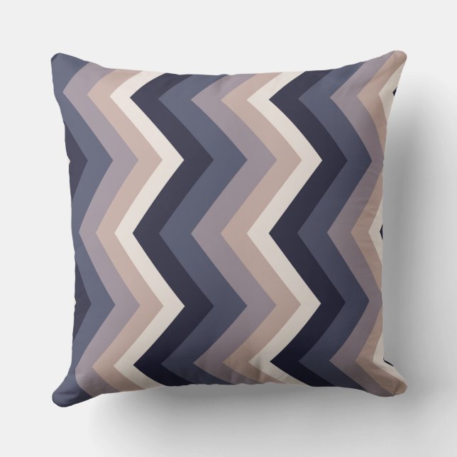 Blue Chevron Pattern Throw Pillow (Back)