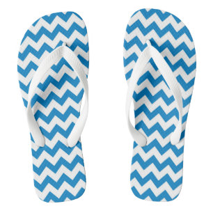 Blue Chevron Patterned Flip Flops
