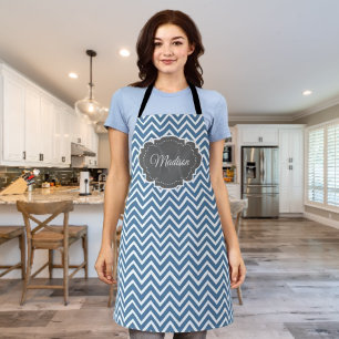 Blue Chevron Personalized Apron