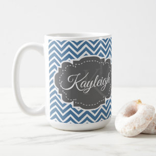 Blue Chevron Personalized Coffee Mug
