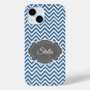 Blue Chevron Personalized iPhone Case