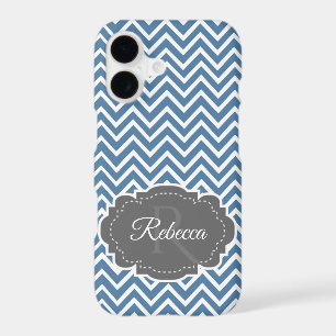 Blue Chevron Personalized iPhone Case