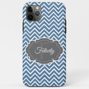 Blue Chevron Personalized iPhone Case