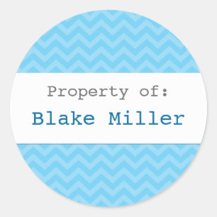 Blue chevron personalized sticker