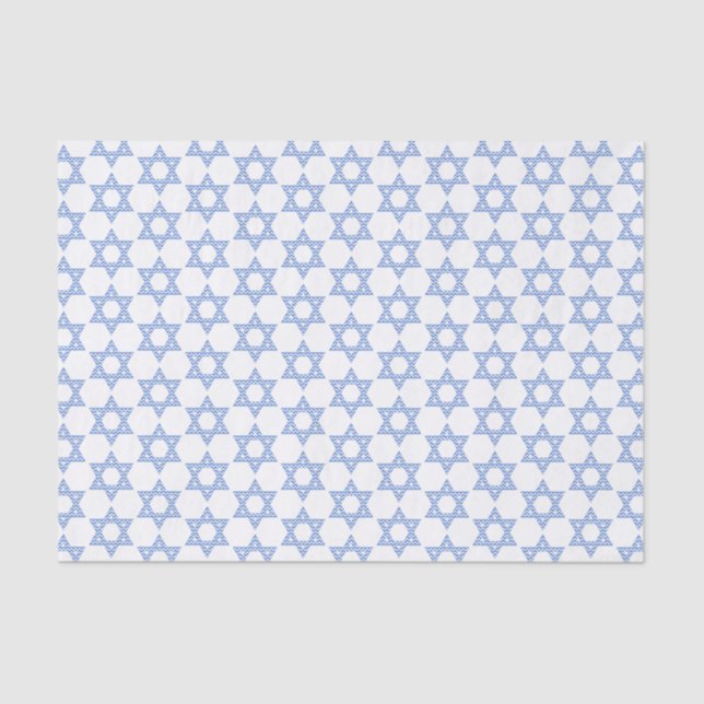 Blue Chevron Star of David Hanukkah Tissue Paper (Front)