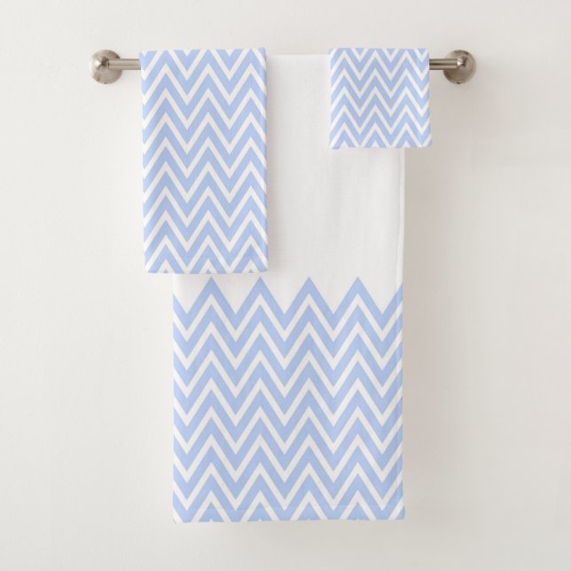 Blue Chevron Stripes Bath Towel Set (Insitu)