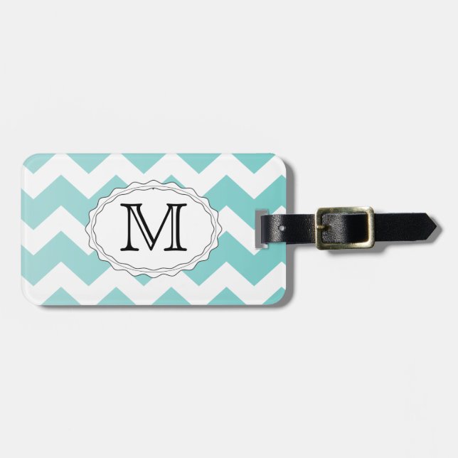 Blue chevron Travel Bag Tag Template (Front Horizontal)