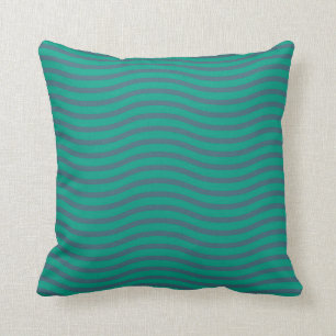Blue Chevron Wave Pattern Pillow