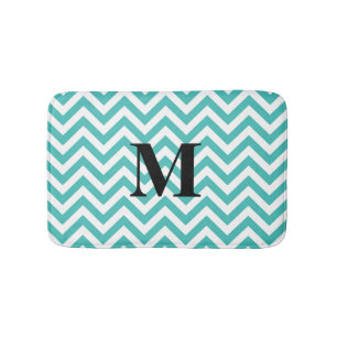 Blue Chevron with Monogram Bath Mat