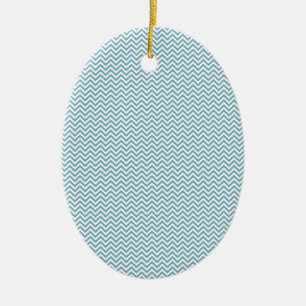 Blue Chevron with Monogram Ceramic Ornament