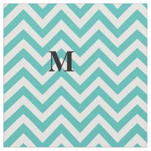 Blue Chevron with Monogram Fabric