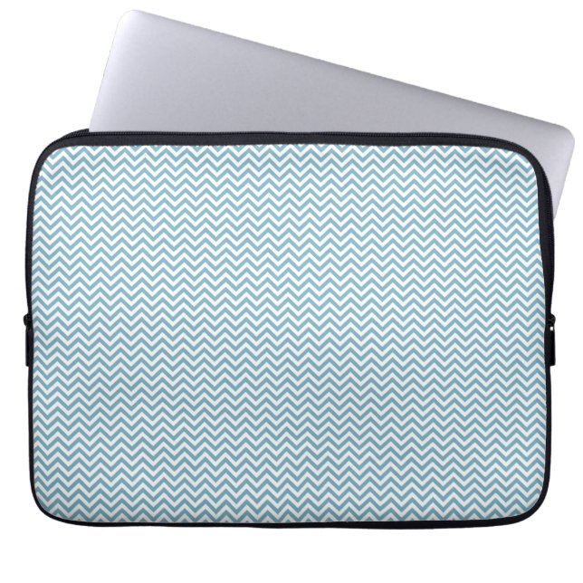 Blue Chevron with Monogram Laptop Sleeve (Front)