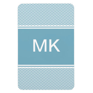 Blue Chevron with Monogram Magnet