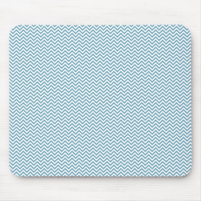Blue Chevron with Monogram Mouse Pad (Front)