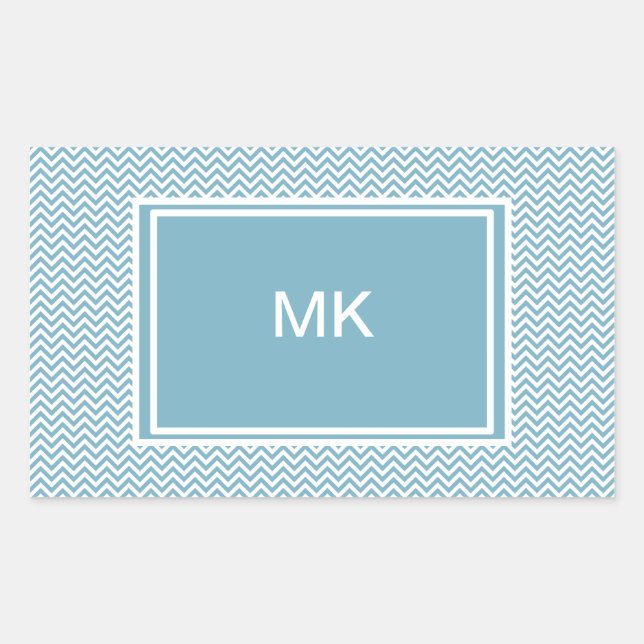 Blue Chevron with Monogram Sticker (Front)