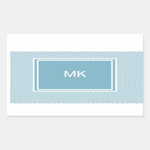 Blue Chevron with Monogram Sticker