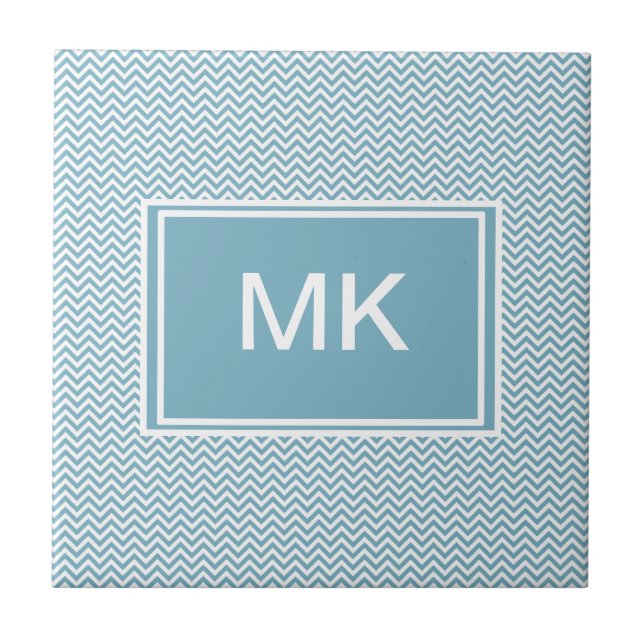 Blue Chevron with Monogram Tile (Front)