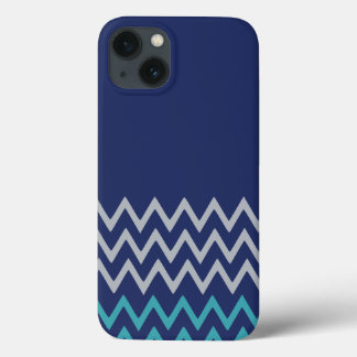 Blue chevron zigzag stripes zig zag preppy pattern iPhone 13 case